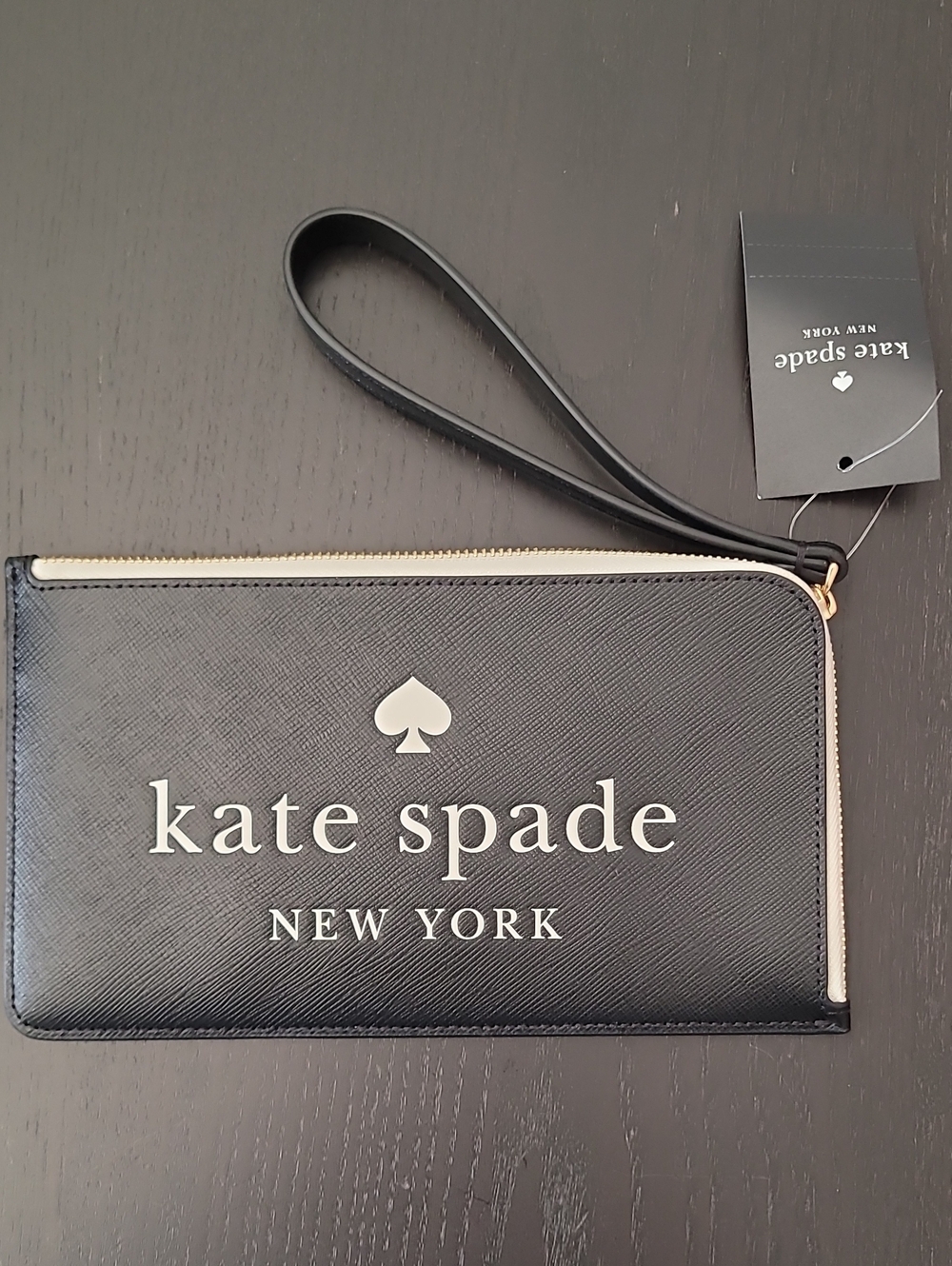 kate spade Black Zip-Around Wristlet Wallet with Logo